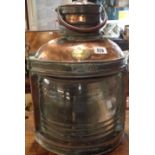 An old copper ship's starboard lamp 'The Beacon' made by Ely Griffiths & Sons