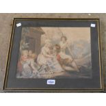 A pair of Hogarth framed early 19th Century watercolours, both depicting romantic interpretations of