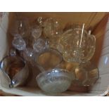 A box containing a quantity of glassware including Stewart Crystal liqueur glasses, etc.