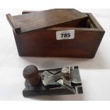 A Record Scythe Rabbet plane No. 2506 contained in slide-top wooden box