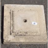 A square concrete bird bath pedestal