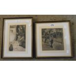 J. Ley Pethybridge (book illustrator): Two framed greyscale watercolours, one entitled 'The Horn