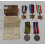 A Group of Second World War medals comprising The France and German Star, The Italy Star, The 1939-