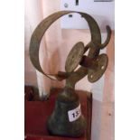 An old cast brass servants call bell with original wrought iron brass spring