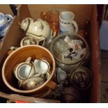 A box containing a quantity of assorted ceramic and glass items including Japanese eggshell