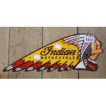 A modern painted cast iron Indian motorcyle sign