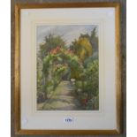 Mildred A. Bennett: a gilt framed watercolour entitled 'Summer Garden' - signed and with label