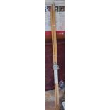 A presentation single wooden snow ski