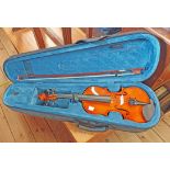 A modern Forenza 1/2 size student's violin and bow in fitted hybrid case