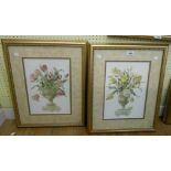 Caren Heine: a pair of gilt framed medium format coloured floral study prints