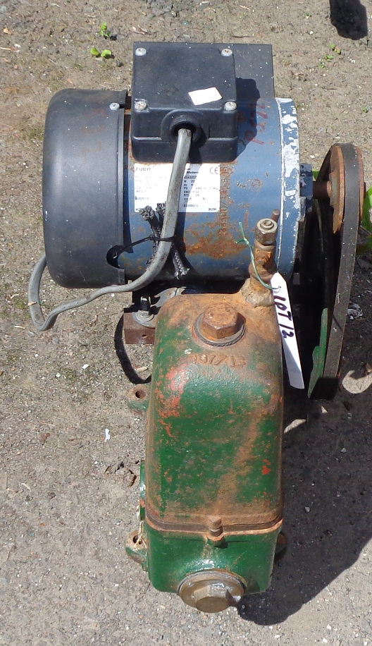 An old Lister stationary water pump with electrical adaptation - sold with another