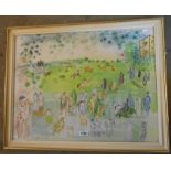 Raoul Dufy: a framed vintage coloured print entitled 'Ascot 1935' - Royston Fine Art label verso -