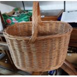 A wicker shopping basket