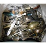 A bag containing a large quantity of silver plated and other cutlery - various patterns, also a