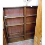 A 1.24m retro saple and mixed wood open bookcase with two banks of three shelves