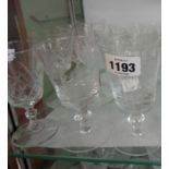 A set of six Webb crystal port glasses with slice and cross-cut decoration and a slice cut stem -