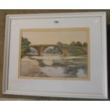 Albert E. Hurst: a framed watercolour entitled 'The old Packhorse bridge' - signed