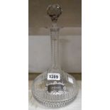 An Edwardian decanter of mallet form - sold with a silver sherry label