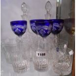 A quantity of assorted glassware comprising pair of Edwardian cut glass decanters, set of four