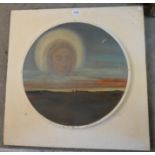 Whitehead: an oil painting on drum skin entitled 'The light that has lighted the World', depicting a