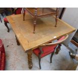 A 92cm vintage oak dining table, set on barley twist legs