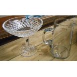 A cut crystal pedestal bowl - sold with a glass jug