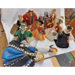 A box containing a quantity of vintage Peggy Nisbet costume dolls comprising Henry VIII and his