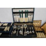 Four cased sets of assorted silver plated cutlery