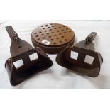 Two Victorian stereoscopic viewers (no lenses) - sold with an old wooden solitaire board