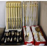 A small collection of boxed and cased vintage silver plated and other cutlery