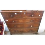 A 1.10m Victorian mahogany chest of two short and three long graduated drawers, set on bracket