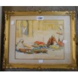 M.H. Elliott: a gilt framed watercolour, depicting Indian street vendors - signed