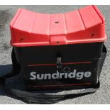 A Sundridge fishing tackle box seat - sold with a fishing umbrella