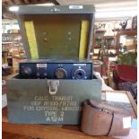 A vintage Air Ministry Type II crystal monitor in original transit case - sold with a leather