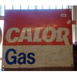 A vintage printed tin Calor Gas advertising sign - sold with a similar Shell gas dealer sign