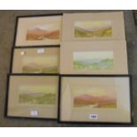 †J.E. Hennah: six assorted coloured prints, all moorland views - various condition