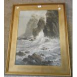A pair of old gilt framed and slipped hand finished coloured prints, depicting rugged Scottish
