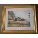 Chris Woods: a gilt framed coloured locomotive print entitled 'Old Acquaintances'