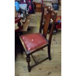 A vintage oak framed high back dining chair