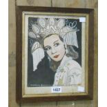 W.J. Holloway: a framed mixed media portrait of the Prima Ballerina Svetlana Beriosova in costume