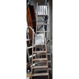 Two old wooden step ladders - for decorative use only