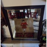 A modern framed printed advertising wall mirror for 'Beefeater London Distilled Dry Gin'