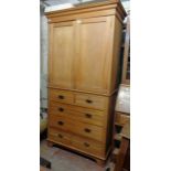 A 1.03m stained mixed wood unit comprising a double cupboard top, set on an Edwardian satin walnut