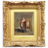 Frederick Daniel Hardy: an ornate gilt gesso framed and slipped oil on card, depicting a mother