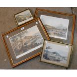 Four framed coloured prints, all depicting views of Torquay
