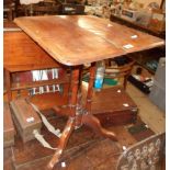 A 54cm 19th Century mahogany pedestal table, set on triple turned pillar with splayed legs - top