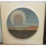 Whitehead: an oil painting on drum skin entitled 'The light that has lighted the World', depicting a