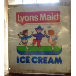 A vintage printed tin Lyons Maid Ice Cream advertising sign