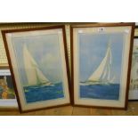 A. Chidley: a pair of framed coloured yacht prints