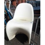 A set of four mid 20th Century Verner Panton style moulded white plastic stacking chairs
